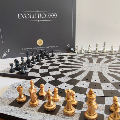 Rotierendes Schachbrett "Évolutio.1999" farbige Edition: