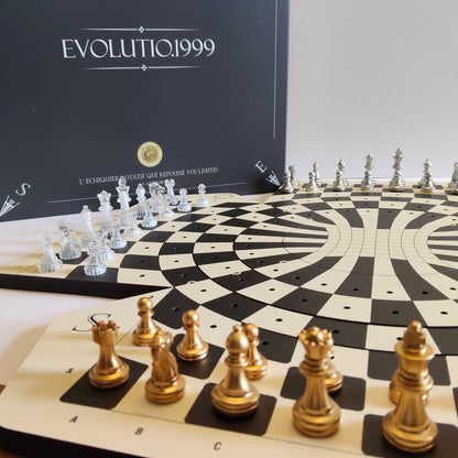Rotierendes Schachbrett "Évolutio.1999" farbige Edition: