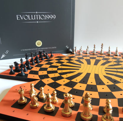 Rotierendes Schachbrett "Évolutio.1999" farbige Edition: