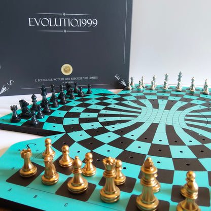 Rotierendes Schachbrett "Évolutio.1999" farbige Edition: