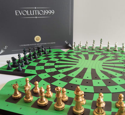 Rotierendes Schachbrett "Évolutio.1999" farbige Edition: